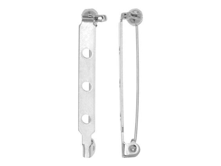 Silver Tone Glue On Bar Pin Back 1 1/2 Inch (39mm)