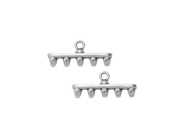 Cymbal Bead Endings for SuperDuo Beads, Rozos V, 8x19.5mm, Antiqued Silver Plated (2 Pieces)
