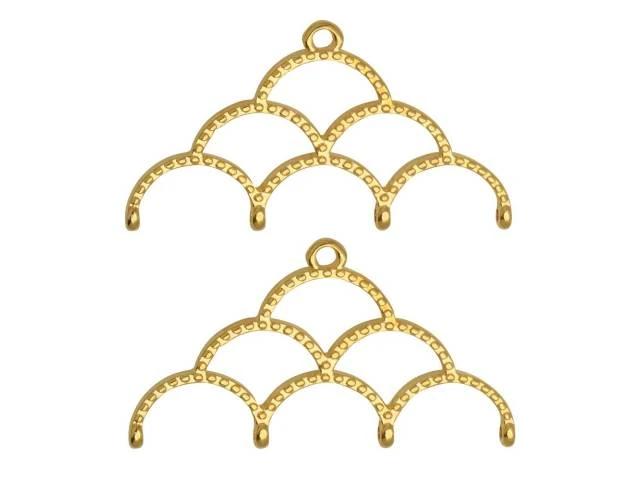 Cymbal Bead Endings for 11/0 Delica & Round Beads, Skaloti IV, 19x33.5mm, 24k Gold Plated (2 Pieces)