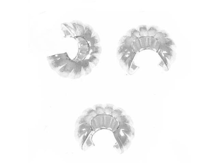 Crimp Bead Covers, Fluted 4mm, Silver Plated (144 Pieces)