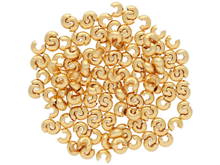 Crimp Bead Covers, 3mm, Gold Tone (144 Pieces)