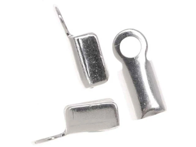 Cord Ends, Foldover For 3mm Ribbon, Silver Plated