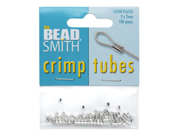 The Beadsmith Crimp Beads, Tube 2x2mm, Silver Plated (100 Pieces)