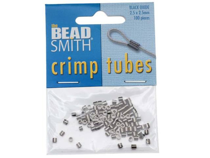 The Beadsmith Crimp Beads, Tube 2.5x2.5mm, Black Ox / Gunmetal