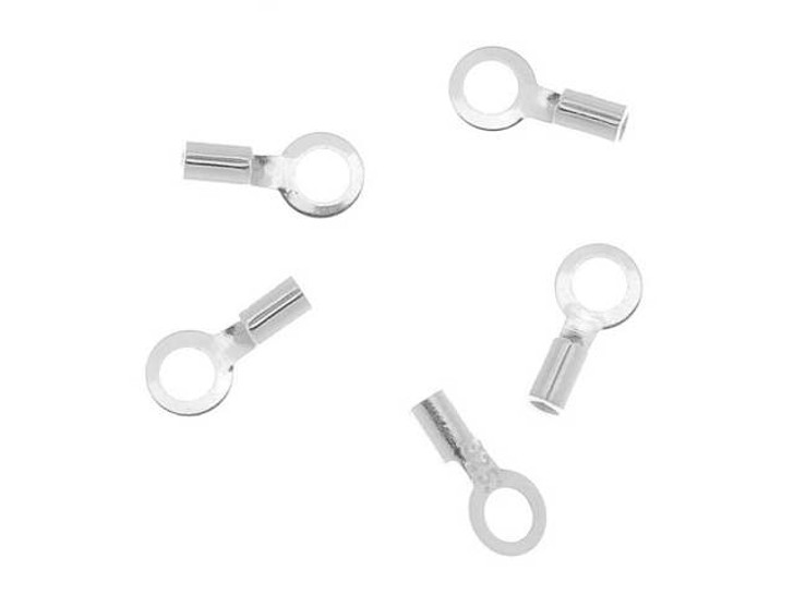 Cord Ends, Crimp Beads with Loop 2x1.7mm, Sterling Silver (10 Pieces)