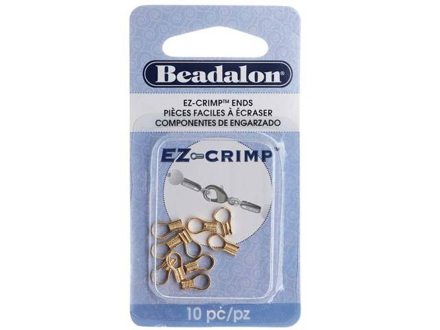 Beadalon EZ- Crimp Cord Ends,8mm, Gold Plated (10 Pieces)