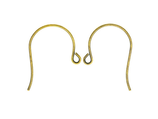 Nunn Design Earring Findings, 27mm Earwire Hooks, Antiqued Gold (1 Pair)