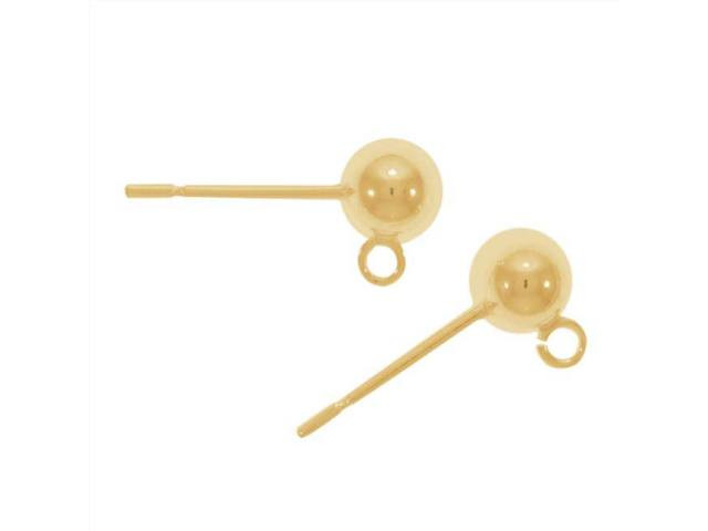 Earring Posts, Stud with Ball & Ring 4mm, Gold-Filled (1 Pair)