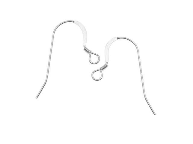 Earring Findings, French Ear Wire Hook 16mm Long 21 Gauge, Sterling Silver (10 pcs)