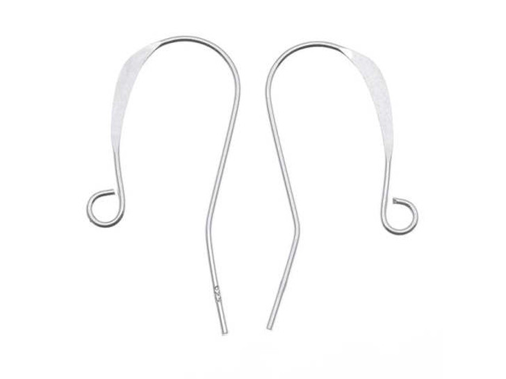 Earring Findings, Kidney Wire Hook 50mm Long 21 Gauge, Sterling Silver (1  Pair) 