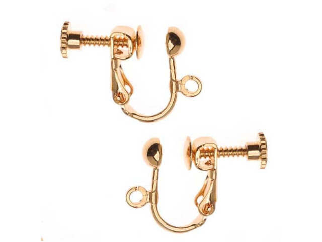 22K Gold-Plated Non-Pierced Screw-Back Earring Findings 13x4mm (1 Pair)