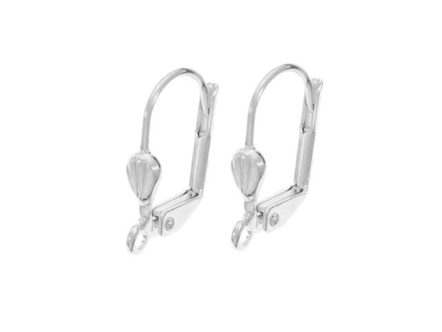 Earring Findings, Lever-Back Earrings with Shell 14x9mm, Silver Plated (5 Pairs)