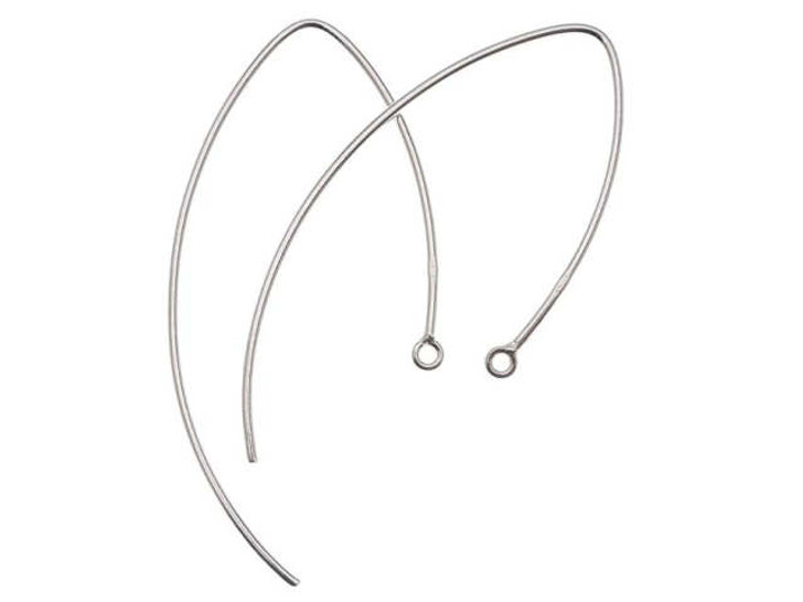 Earring Findings, V-Style Ear Wire Hooks with Loop 44.5mm Long 19 Gauge,  Sterling Silver (1 Pair) 