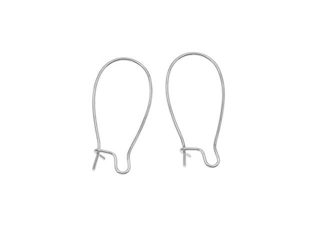 Earring Findings, Kidney Wire Hook 25mm, Antiqued Silver Plated (10 Pairs)