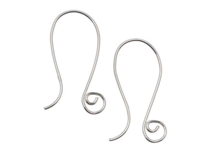 Sterling Silver Round Earring Hooks With Spiral Loop 20.5mm (1