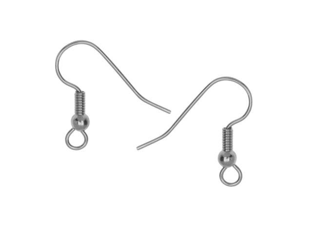 Earring Hooks, w/ Ball and Loop 19mm, Stainless Steel (72 Pairs)