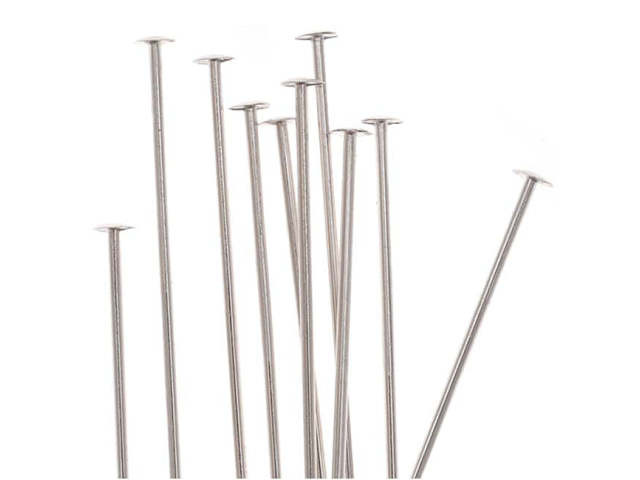 Head Pins, 1.5 Inches Long and 24 Gauge Thick, Sterling Silver (10 Pieces)