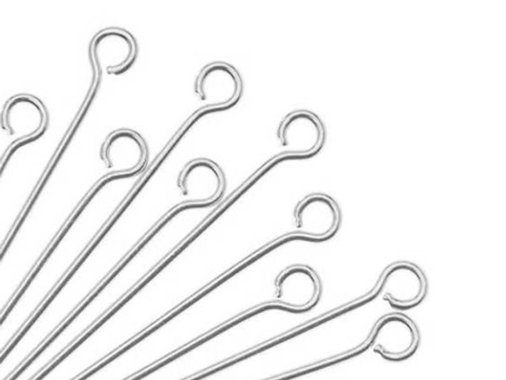 Open Eye Pins, Silver Plated 1 Inch Long and 21 Gauge Thick