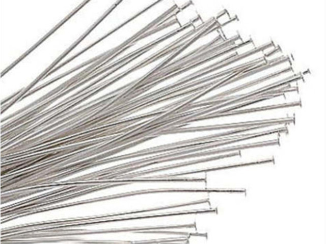 Head Pins, Silver Plated, 1 Inch Long and 21 Gauge Thick (50 Pieces)