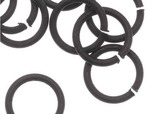 Matte Black Plated Open Jump Rings Round 8mm (25 Pieces)