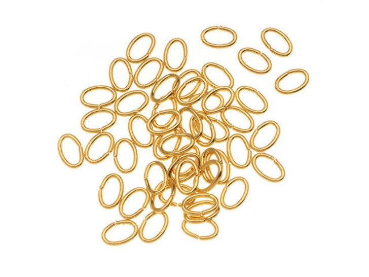 22K Gold Plated Open Jump Rings Oval 4x6mm 20 Gauge (50 pcs)