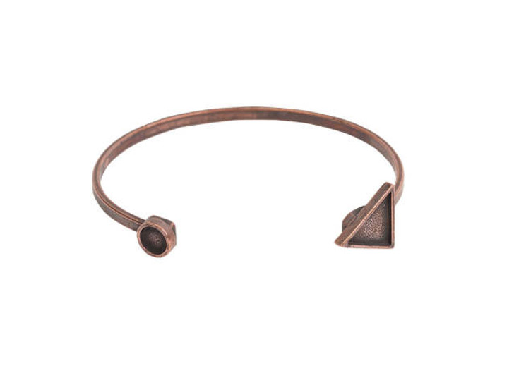 Clearance - Was $14.49 - Nunn Design Cuff Bracelet, Triangle Bezel 15mm/Circle Bezel 8mm, 1 Bracelet, Antiqued Copper