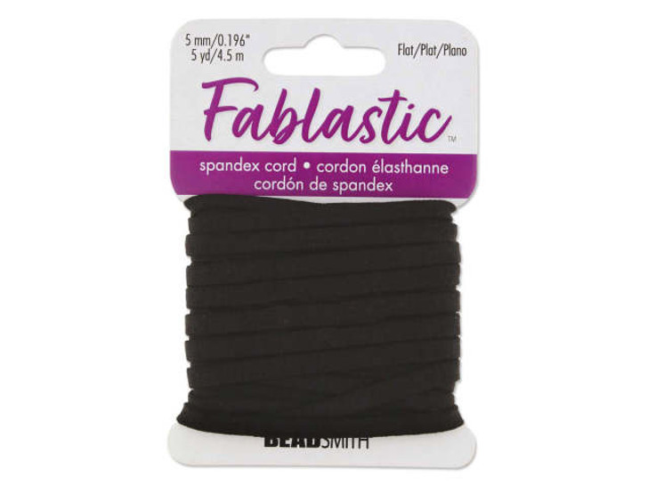 Fablastic Stretch Cord for Mask Making, Flat 5mm (0.196 Inch) Thick, Black  (100 Yard Spool)