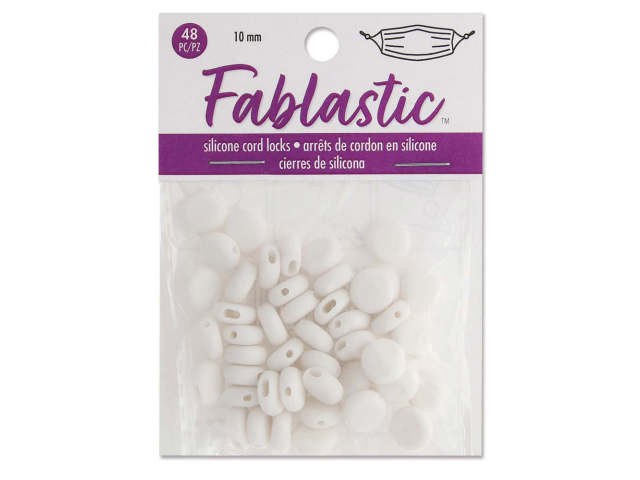 Clearance - Was $5.69 - Fablastic Cord Locks for Mask Making, Round 10mm with 1.6 & 3.5mm Holes, White (48 Pieces)