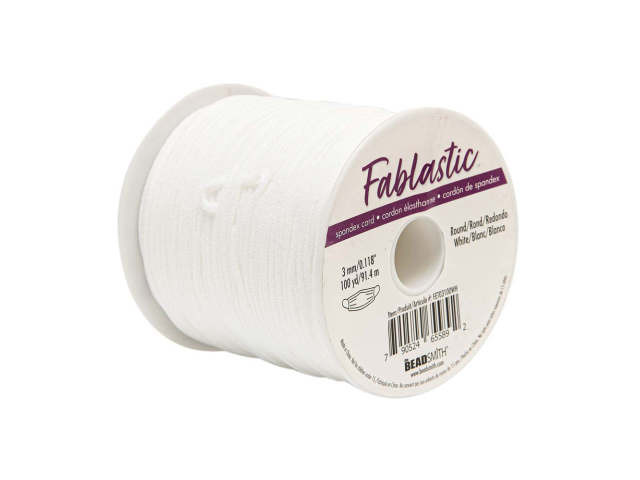 Clearance - Was $24.99 - Fablastic Stretch Cord for Mask Making, Round 3mm (0.118 Inch) Thick, White (100 Yard Spool)