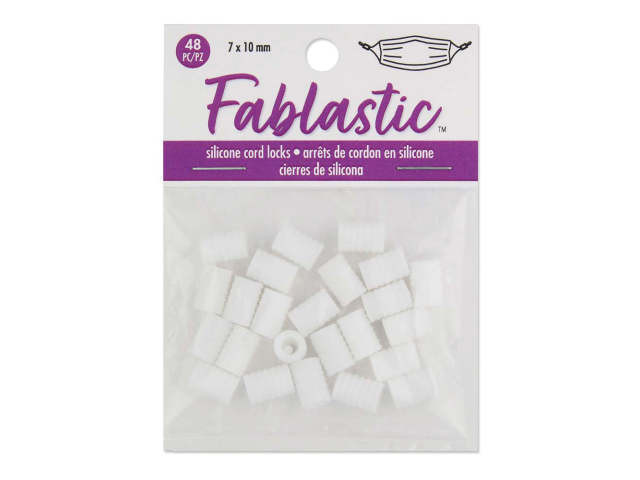 Clearance - Was $5.49 - Fablastic Cord Locks for Mask Making, Cylinder 7x10mm with 1.6 & 4.5mm Holes, White (48 Pieces)