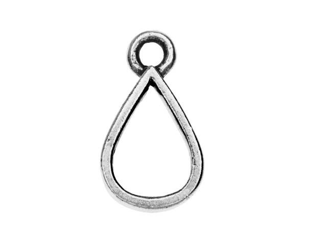 Clearance - Was $4.07 - Nunn Design Open Pendant, Small Drop 12x21mm, Antiqued Silver (1 Piece)