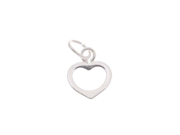 Sterling Silver Charm Small Sleek Open Heart 7mm - 1 Charm