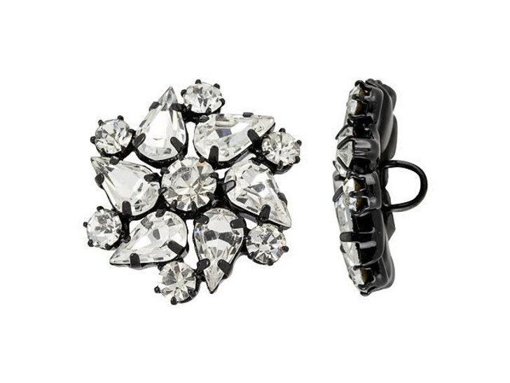 Black-Plated Crystal Rhinestone Starburst Button
