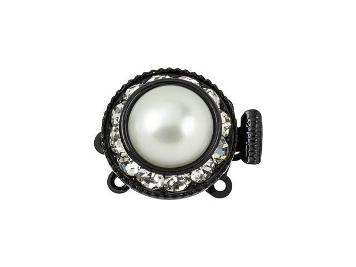 Black-Plated Large Round Crystal Pearl Rhinestone Clasp Black-Plated Large Round Crystal Pearl Rhinestone Clasp