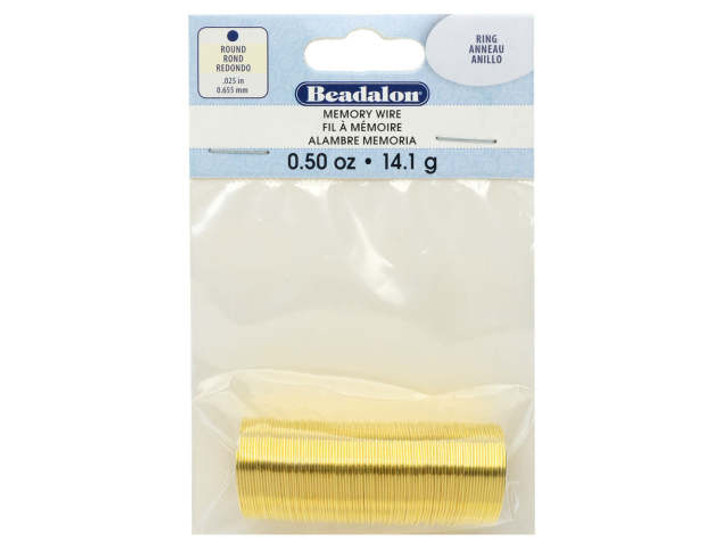 Memory Wire, Ring Round 0.75 Inch Diameter, 95 Loops, Gold Plated