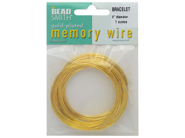 Memory Wire, Bracelet Round Size Small 2 Inch Diameter, 57 Loops, Gold Plated