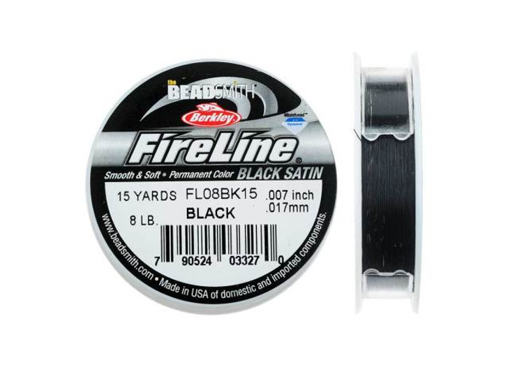 FireLine Braided Beading Thread, 8lb Test Weight and .007 Thick, Black  Satin (15 Yard Spool) 