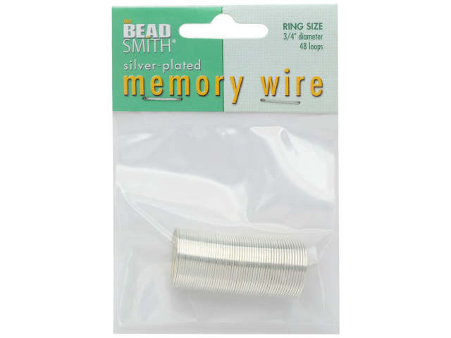 Memory Wire, Ring Round 0.75 Inch Diameter, 48 Loops, Silver Plated