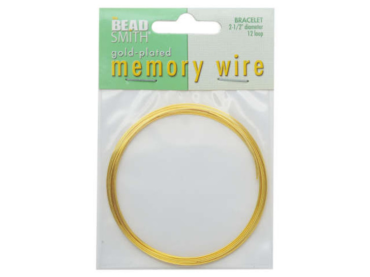 Memory Wire, Bracelet Round Size Large 2.50 Inch Diameter, 12 Loops, Gold Plated