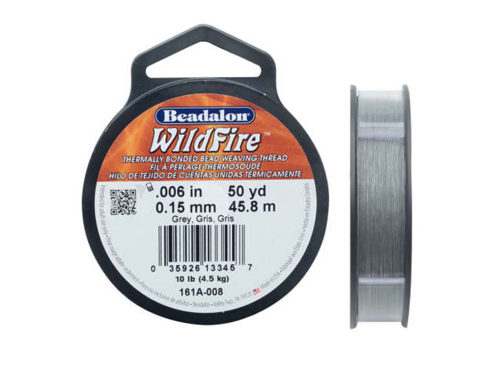 Wildfire Thermal Bonded Beading Thread, 50 Yards, Gray (.006 Inch Thick)