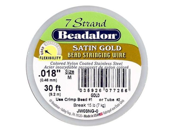 Beadalon Wire Satin Gold 7 Strand .018 Inch / 30Ft 