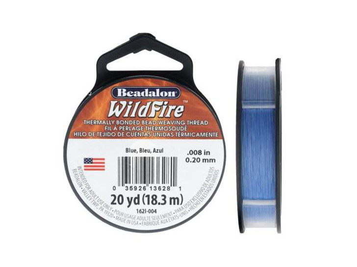 Wildfire Thermal Bonded Beading Thread, 20 Yard Spool, Blue (.008 Inch  Thick)