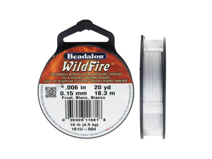 Wildfire Thermal Bonded Beading Thread, 20 Yard Spool, Frost / White (.006 Inch Thick)