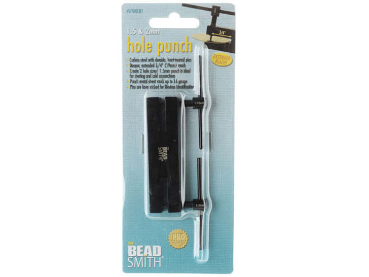 The Beadsmith Two-Hole Metal Punch, Makes 1.5 and 2mm Holes 