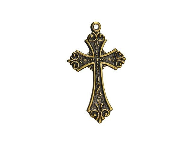 Brass Gothic Cross Pendant