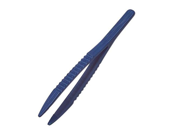 Large Blue Plastic Round Point Tweezers for Beads and Crafts