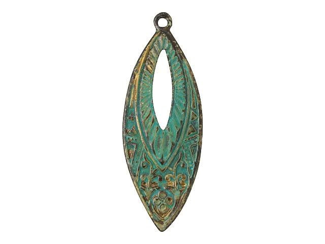 Brass Marquise Deco Pendant with Patina