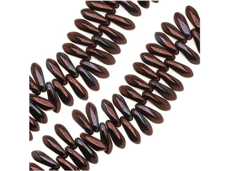 Czech Glass 3 x 10mm Dagger Spear Beads Metallic Amethyst Luster (1 Strand)
