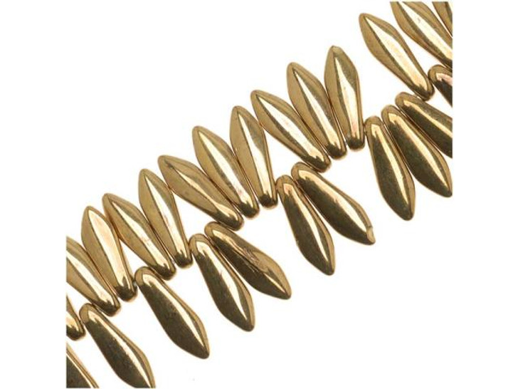 Czech Glass 5 x 16mm Dagger Beads - Metallic Bronze (25 pcs)