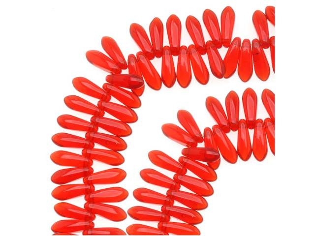 Czech Glass 3 x 10mm Dagger Spear Beads Siam Ruby (1 Strand)